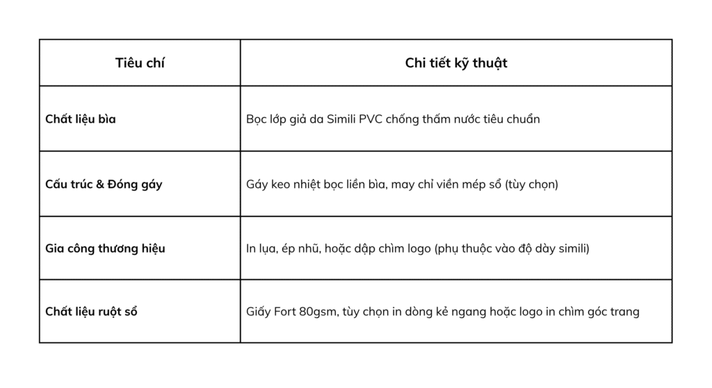 sổ tay bìa simili